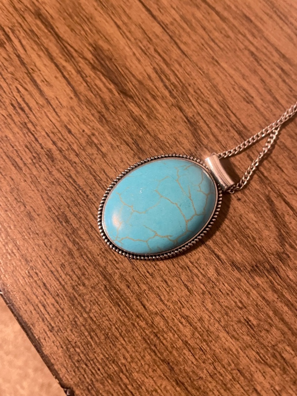 paparazzi Turquoise Blue Oval Necklace with Matching Drop Earrings - Picture 3 of 5